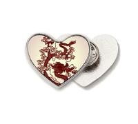 Broche de metal con diseño de dragón chino, diseño de corazón