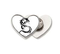 Broche de metal con diseño de dragón y animal, diseño de corazón