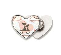 Broche de metal con diseño de gatos negros y texto en inglés "Happy Valentine's Day"