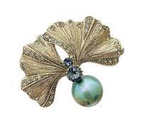Broche de metal con diseño de hoja de gingko, accesorio de moda, textura de aleación, adecuado para camisas y mochilas, elegante joyería de hojas de ginkgo, talla única, como se describe