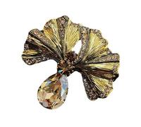 Broche de metal con diseño de hoja de gingko para ropa, accesorio de moda, textura de aleación, adecuado para camisas y mochilas, pin vintage de hojas de ginkgo, talla única, como se describe