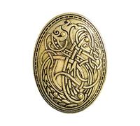 Broche de metal con diseño de lobo escandinavo tallado étnico para mujer, accesorio de ropa, joyería de moda para uso diario, fiestas, broche de metal, talla única, como se describe