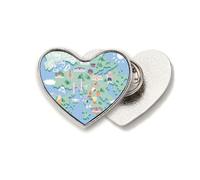 Broche de metal con diseño de mapa de Hong Kong, diseño de corazón de China