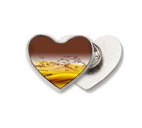 Broche de metal con diseño de mapa de ruta de seda, diseño de corazón y texto "Desert Along the Way to the Silk Road