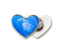 Broche de metal con diseño de medusas, océano, azul, agua, ciencia, naturaleza, corazón, amor