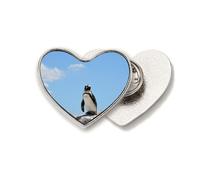 Broche de metal con diseño de pingüino, océano, antártico, ciencia, naturaleza, corazón, amor