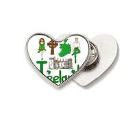 Broche de metal con diseño de símbolo nacional de Irlanda, diseño de corazón