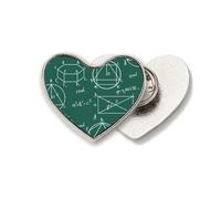 Broche de metal con diseño geométrico de fórmula matemática de cálculo y corazón
