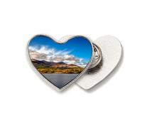 Broche de metal con forma de corazón y diseño de lago de montaña, cristal, ciencia, naturaleza, paisaje