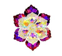 Broche de metal con forma de flor de seis pétalos y cristales brillantes para mujer, adornado con diamantes de imitación