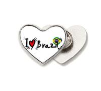 Broche de metal con texto en inglés "I Love Brazil", diseño de corazón