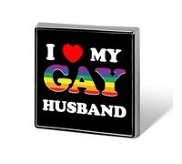 Broche de metal de 1,8 cm con la frase "Amo a mi marido gay", ideal como decoración para ropa, corbata, mochila o cualquier otro accesorio.
