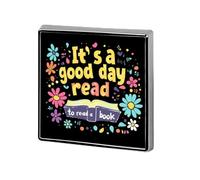 Broche de metal de 1,8 cm con la frase "Es un buen día para leer un libro", ideal para decorar ropa, corbatas, mochilas y accesorios.