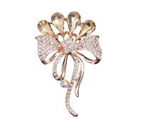 Broche de metal decorado con diamantes de imitación, accesorio de ropa vintage, textura de aleación, pin brillante, adecuado para eventos formales, elegante pin de flores, talla única, como se
