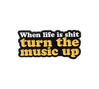 Broche de metal esmaltado con texto en inglés "Turn the Music Up", "Music Speaks", para matar el dolor, mejores amigos, para mochila, abrigo, sombrero, S, Acero aleado, No es una piedra preciosa