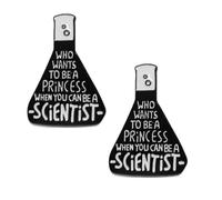 Broche de metal esmaltado con texto en inglés "Who Wants To Be a Princess When You Can Be a Scientist" para fanáticos de la ciencia, 2 unidades
