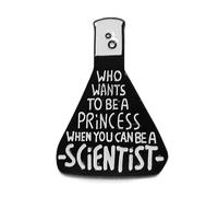 Broche de metal esmaltado con texto en inglés "Who Wants To Be a Princess When You Can Be a Scientist", de acero inoxidable, sin piedras preciosas, Metal de acero inoxidable, No es una piedra preciosa