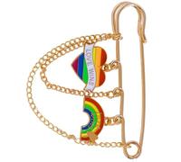 Broche de metal portátil con forma de corazón arcoíris para bolsos, sombreros, insignia artística en el pecho