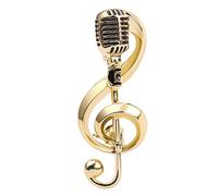 Broche de micrófono Exquisita nota musical Pin oro plata color Lappel Pin decoración para jeans para chaquetas mochila nota música broche bolígrafos oro plata color micrófono regalo, talla única, como