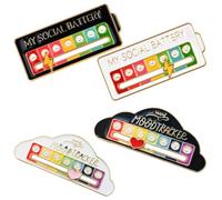 Broche de Mochila,4 PCS Pin de Batería Social Pines de Nubes Alfileres y Broches Baratos Humor Broches Batería Ajustable Bonito Broche Pins para Niños Hombres Mujeres Mochilas