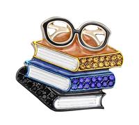Broche de moda con diseño de libro y gafas que representan inteligencia, adecuado para el regreso a la escuela, graduación, accesorio unisex, broche escolar, Einheitsgröße, como se describe