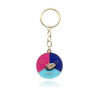 Broche de moda para identidad de género, pin de metal, pin de pronombre con texto en inglés "He She They, Approx.3.5cm/1.37", Metal