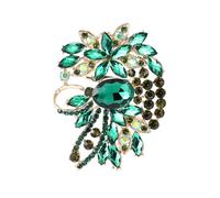 Broche de moda para mujer, broches de flores grandes, pines dorados con diamantes de imitación, elegante clip para bufanda y decoración de chaqueta, broche de ramo de hojas de flores de boda, Talla