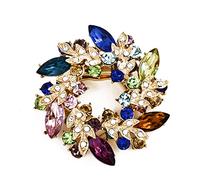 Broche de moda para mujer, diamantes de imitación de flor de oro broche joyas hechas a mano para ramo de boda, bufanda anillo hebilla clip, Metal