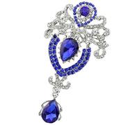 Broche de mujer de lujo con corona de perlas con pedrería de cristal con pedrería accesorio para disfraces azul zafiro creativo y útil Professional Process