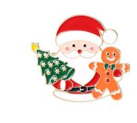 Broche de Navidad de aleación con cara de Papá Noel alegre para decoración de ropa, diseño de respaldo seguro, accesorio resistente con temática navideña, broche de Navidad resistente, talla única