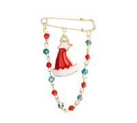 Broche de Navidad Santa Claus Calcetines de copas de nieve Bells Corona de nieve Corona de ciervos Long Chain Tassel Pins de aguja grande