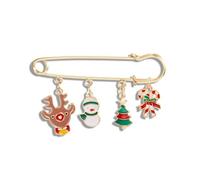 Broche de Navidad Santa Claus Calcetines de copas de nieve Bells Corona de nieve Corona de ciervos Long Chain Tassel Pins de aguja grande