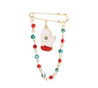 Broche de Navidad Santa Claus Calcetines de copas de nieve Bells Corona de nieve Corona de ciervos Long Chain Tassel Pins de aguja grande