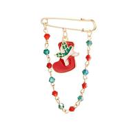 Broche de Navidad Santa Claus Calcetines de copas de nieve Bells Corona de nieve Corona de ciervos Long Chain Tassel Pins de aguja grande