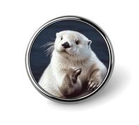 Broche de nutria blanca personalizado de 1 pulgada, insignia vintage para bolsos, sombreros, chaquetas, mochilas, trajes, camisas, decoración de ropa, colección de joyas, regalos para mujeres y hombr
