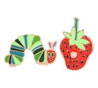 Broche de oruga hambrienta con diseño de ferrocarril de fresa, Klein, Metal no precioso