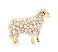 Broche de oveja con perlas de 2 colores para mujer, unisex, para fiesta de animales, estilo casual, Piedra Vidrio Piedra Esmaltado cristal, No es una piedra preciosa