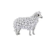 Broche de oveja con perlas para mujer, bonito pin de cordero de Pascua con diseño de animales dorados y blancos, accesorios de ropa elegantes para uso diario, fiestas, celebraciones de Pascua, Medium