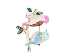 Broche de pájaro esmaltado juguetón con soporte en rama, estilos coreanos, joyería de animales, accesorio de ropa para mujer, regalo casual, talla única, como se describe