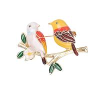 Broche de pájaro esmaltado juguetón con soporte en rama, estilos coreanos, joyería de animales, accesorio de ropa para mujer, regalo casual, talla única, como se describe