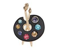 Broche de paleta de diamantes de imitación esmaltados, pin de solapa de aleación para accesorios de moda, broche de placa artística para ropa, Medio, como se describe
