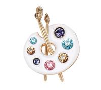 Broche de paleta de diamantes de imitación esmaltados, pin de solapa de aleación para accesorios de moda, broche de placa artística para ropa, Medio, como se describe