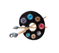 Broche de paleta esmaltado con diamantes de imitación brillantes, joyería inspirada en el arte para él y ella, broche de solapa de aleación de zinc con diamantes de imitación adornados, talla única