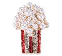 Broche de palomitas de maíz con perlas barrocas retro vintage: elegante broche de abrigo de estilo literario for mujer