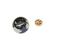 Broche de pareja de astrónomos de ballena estrella, chapado en oro, aleación de metal, accesorios de romance, aniversario, regalo de ballena, astrónomo, pareja, talla única, como se describe