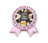 Broche de patata con texto en inglés "I love cooking", color rosa, Medium, Metal