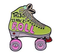 Broche de patinaje retro esmaltado con texto en inglés «This is how I rollroll» para patinar y patinar con divertidos juegos de palabras, insignia de Roller Derby, regalo estético de los años 80 para