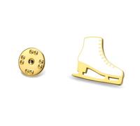 Broche de patinaje sobre hielo para mujeres adolescentes de acero inoxidable para patinaje artístico para amantes de los deportes accesorio de joyería para insignia tela mochila sombrero (oro)