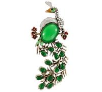Broche de pavo real con diamantes de imitación para mujeres y niñas, esmeralda, cristal exagerado, bonito broche de animal de pájaro, exquisito broche de solapa de moda para boda, Navidad, cumpleaños