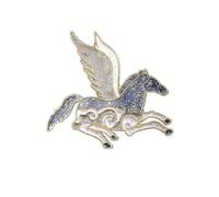 Broche de Pegaso de cielo estrellado - Pin esmaltado de caballo volador con alas de purpurina y ribete dorado, accesorio mágico de animales de fantasía para mujeres, elegante pin de solapa de vestir
